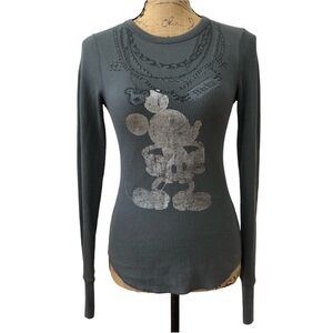 Disney Mickey Mouse Thermal Graphic HTF Print Grey and Silver Medium